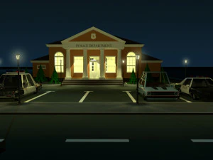 police station in cartoon style low-poly 3D Model
