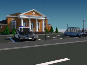 police station in cartoon style low-poly Modelo 3D