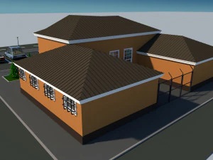 police station in cartoon style low-poly 3D Model