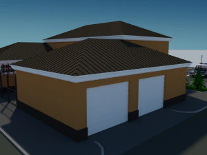 police station in cartoon style low-poly 3D Model