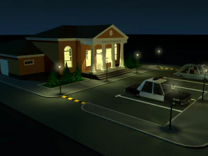 police station in cartoon style low-poly 3D Model