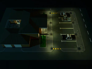 police station in cartoon style low-poly 3D Model