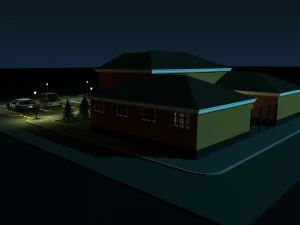 police station in cartoon style low-poly 3D Model