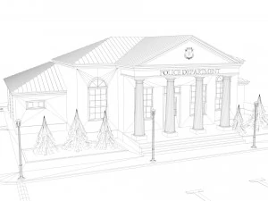 police station in cartoon style low-poly 3D Model