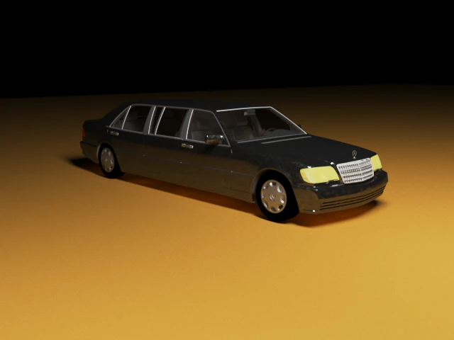 Mercedes Benz W140 Pullman 3D Model .c4d .max .obj .3ds .fbx .stl .blend 