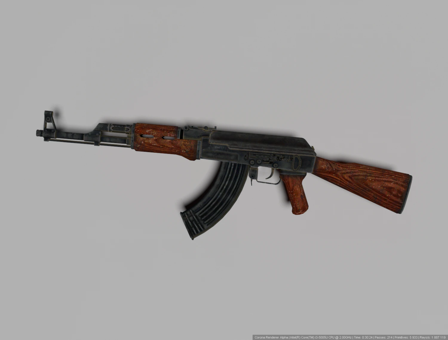 AK47 battle-hardened 3D Model .c4d .max .obj .3ds .fbx .stl .blend