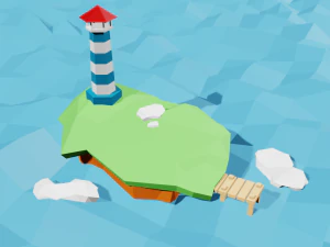 낮은 폴리 비콘 장면 3D 모델