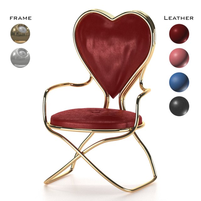 heart steel chair Modelo 3D .c4d .max .obj .3ds .fbx .stl .blend 