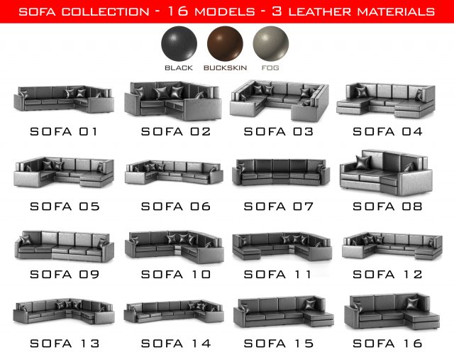 sofa collection Model 3D .c4d .max .obj .3ds .fbx .stl .blend