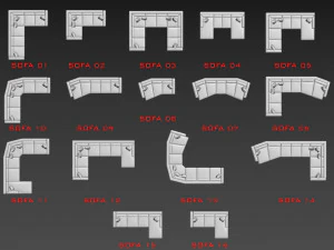 sofa collection 3D Model