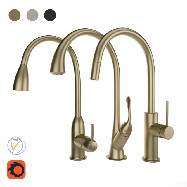 kitchen faucet set 02 3D Model .c4d .max .obj .3ds .fbx .stl .blend 
