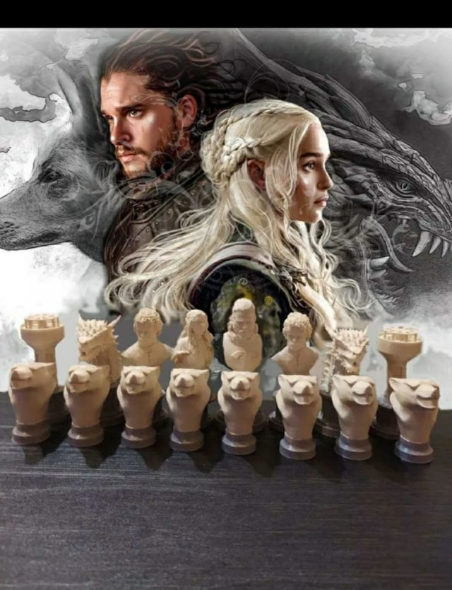 Chess pieces based on the songs of ice and fire by george martin game of thrones 3D 프린트 모델 .c4d .max .obj .3ds .fbx .stl .blend 