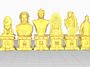 Chess set game of thrones black side 3D Print Model