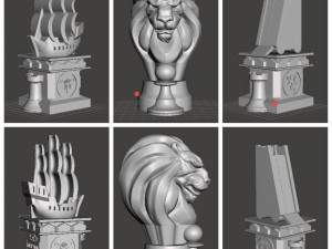 Chess set game of thrones black side Modelo de Impressão 3D