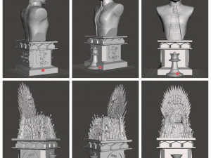 Chess set game of thrones black side 3D Print Model