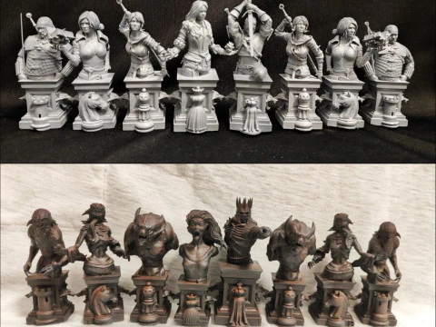 巫师的棋子一面是白色的 3D 打印模型