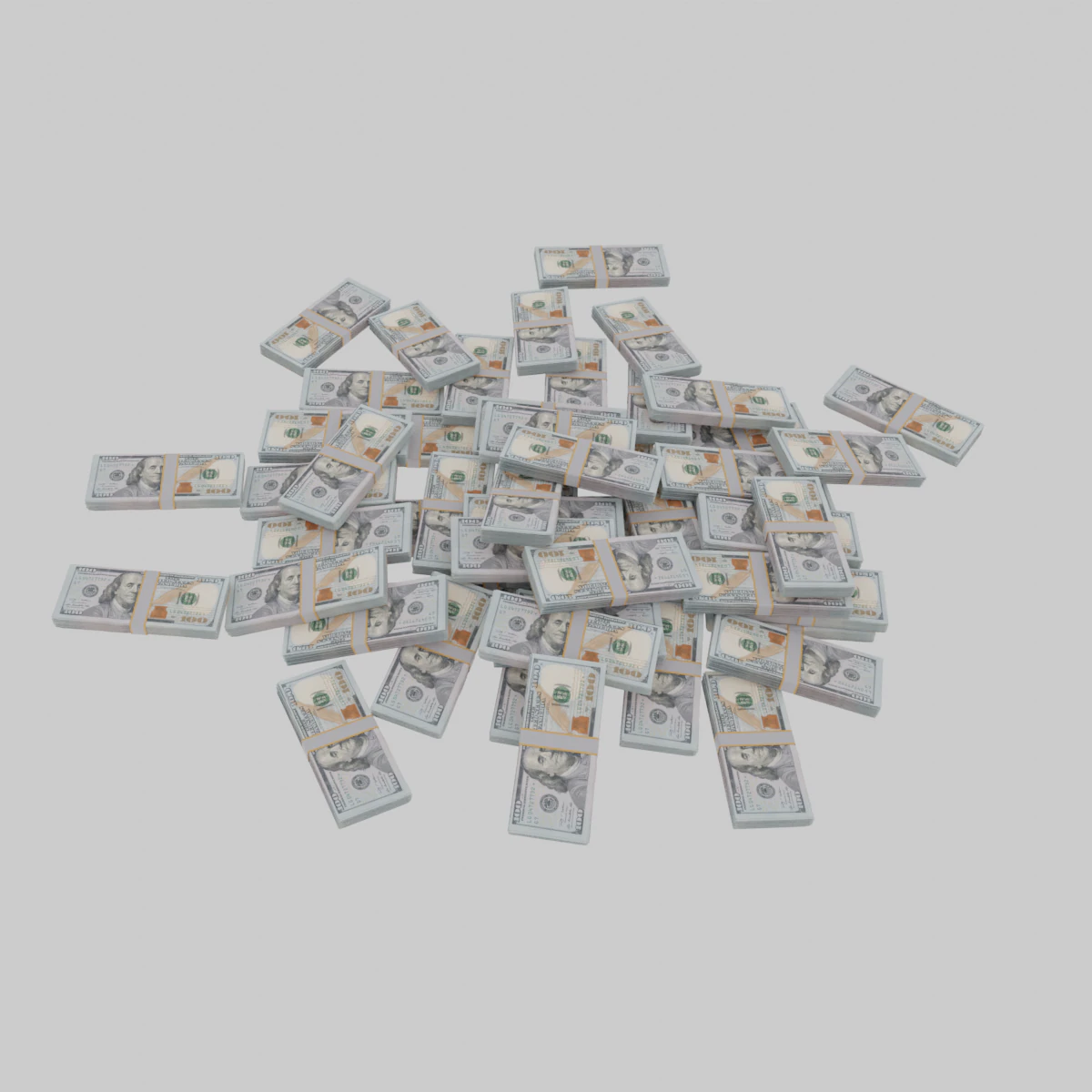 pilha de pilhas de notas de 100 d&oacute;lares Modelo 3D .c4d .max .obj .3ds .fbx .stl .blend 