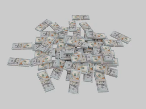 pilha de pilhas de notas de 100 d&oacute;lares Modelo 3D