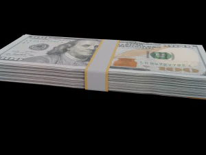 pilha de pilhas de notas de 100 d&oacute;lares Modelo 3D