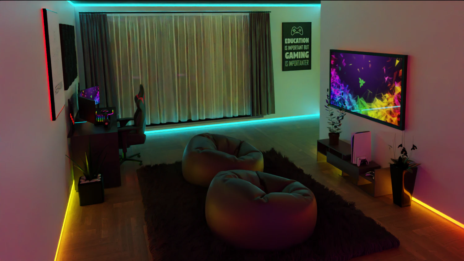 3d gaming room 3D Model .c4d .max .obj .3ds .fbx .stl .blend 