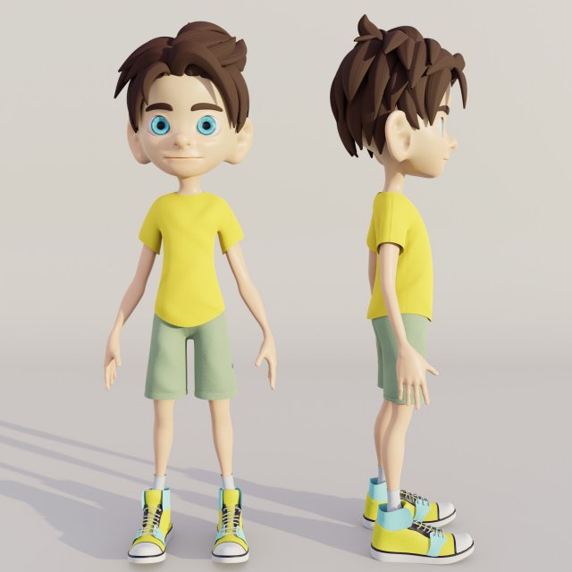 cartoon boy Model 3D .c4d .max .obj .3ds .fbx .stl .blend 
