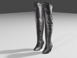 female leather boots - woman shoes 3D Model