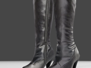 female leather boots - woman shoes 3D Model