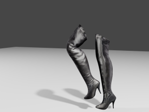 female leather boots - woman shoes 3D Model