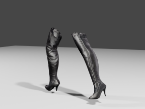 female leather boots - woman shoes 3D Model