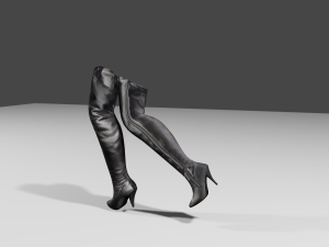 female leather boots - woman shoes 3D Model