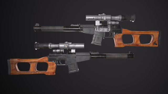 russian ussr sniper rifle vss vintorez low-poly 3D Model .c4d .max .obj .3ds .fbx .stl .blend 