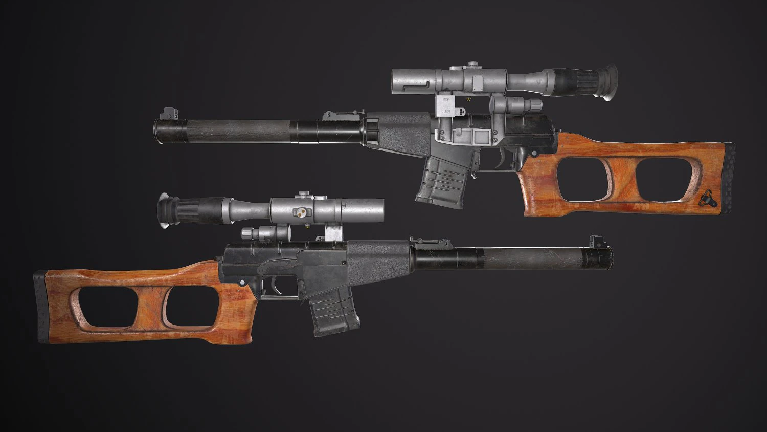 russian ussr sniper rifle vss vintorez low-poly 3D Model .c4d .max .obj .3ds .fbx .stl .blend 