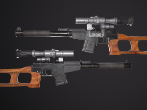 russian ussr sniper rifle vss vintorez low-poly 3D Model