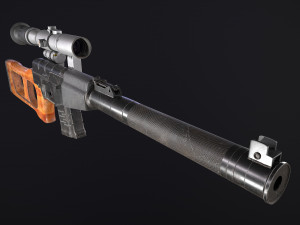 russian ussr sniper rifle vss vintorez low-poly 3D Model