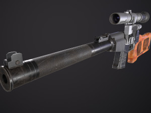 russian ussr sniper rifle vss vintorez low-poly 3D Model