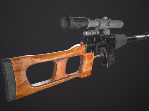 russian ussr sniper rifle vss vintorez low-poly 3D Model