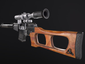 russian ussr sniper rifle vss vintorez low-poly 3D Model