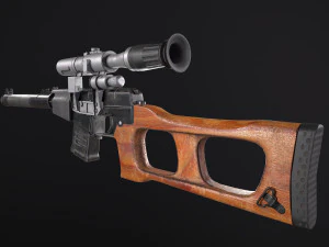 russian ussr sniper rifle vss vintorez low-poly 3D Model