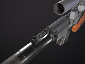 russian ussr sniper rifle vss vintorez low-poly 3D Model
