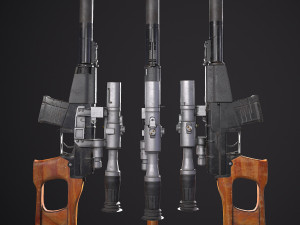 russian ussr sniper rifle vss vintorez low-poly 3D Model