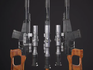 russian ussr sniper rifle vss vintorez low-poly 3D Model