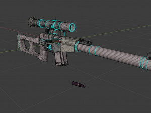 russian ussr sniper rifle vss vintorez low-poly 3D Model