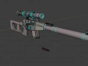 russian ussr sniper rifle vss vintorez low-poly 3D Model