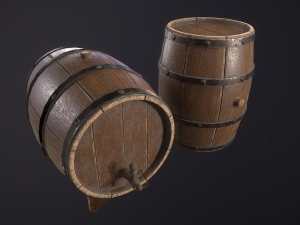 wooden old pirate barrel low poly low-poly 3D मॉडल