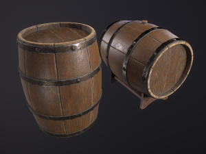 wooden old pirate barrel low poly low-poly 3D मॉडल