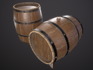 wooden old pirate barrel low poly low-poly 3D मॉडल