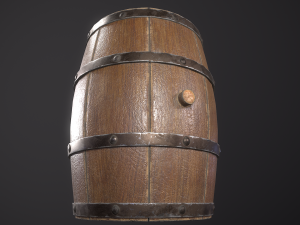wooden old pirate barrel low poly low-poly 3D मॉडल