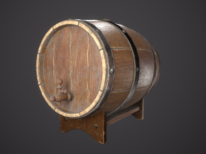wooden old pirate barrel low poly low-poly 3D मॉडल