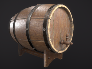 wooden old pirate barrel low poly low-poly 3D मॉडल