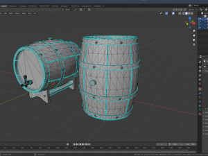 wooden old pirate barrel low poly low-poly 3D मॉडल